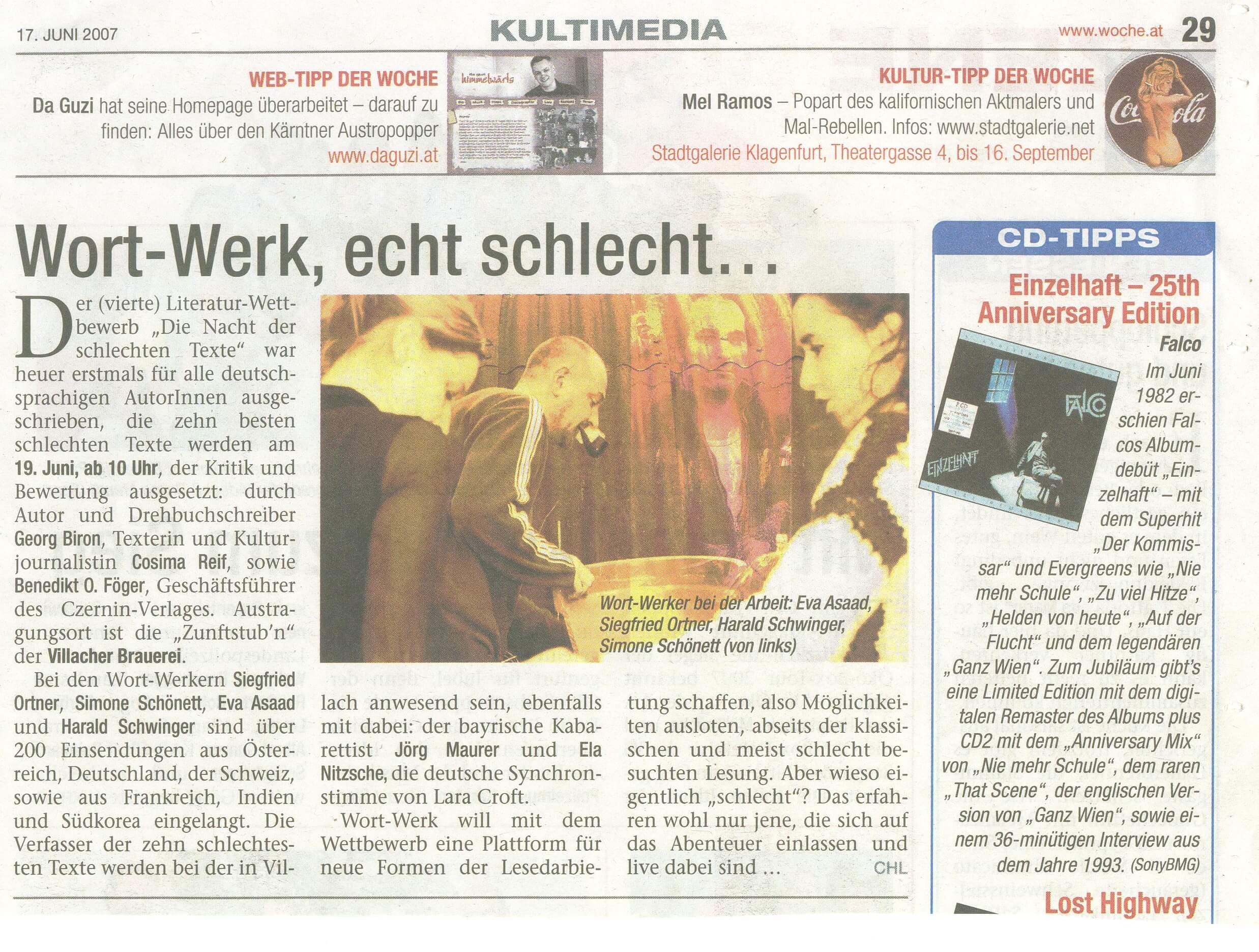 Presseausschnitt 2007 Nacht der schlechten Texte